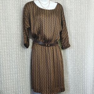 Michael Kors Brown and Gold Patterned Fabric